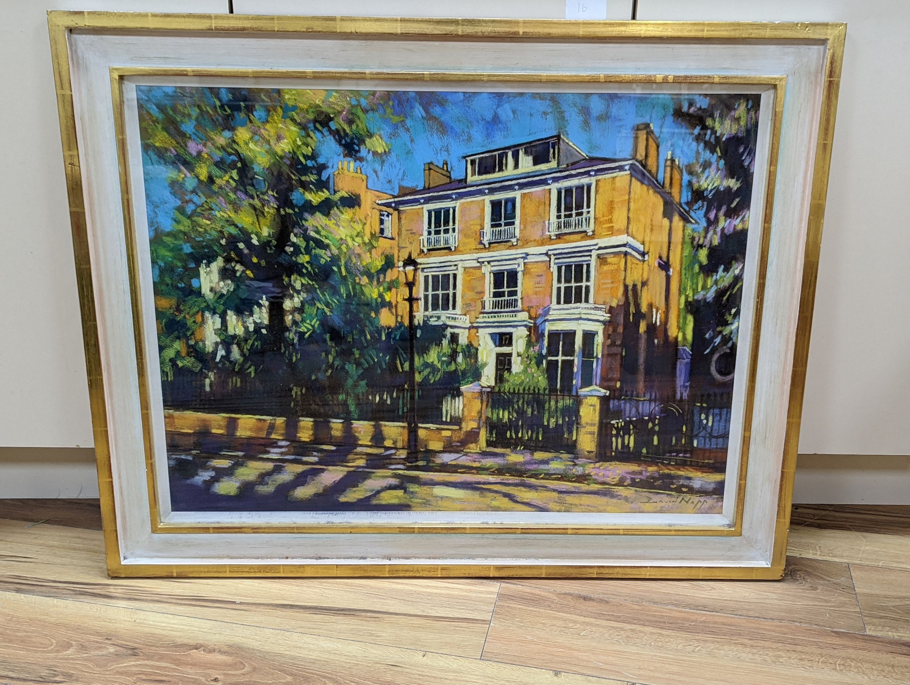 David Napp, pastel, House viewed from the street, signed, 59 x 78cm